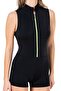 Women's Zipper Detailed Black Shorts Swimsuit - 2