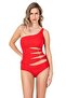 Women's One-Shoulder Red Swimsuit with Accessories