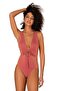 Women's Glitter Pink Swimsuit with Lacing Detail - 4