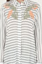 Women's Navy Blue Long Sleeve Striped Shirt 50289484-VR033 - 6