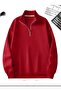 Unisex Zippered Collar Red Sweatshirt