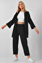 Black Kimono Trousers Knitted Set