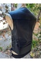 Genuine Leather Biker Leather Vest with Hook Buttons. - 4