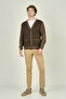 Men's Pocket Detailed V-Neck Wool Cardigan 4490 Mink - 3