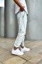 Light Ice Blue Leg Rubber Detail Boyfriend Trousers - 2