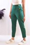 Fashionable Stripe Button Accessory High Waist Trousers Emerald - 3