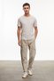 Men's Beige Color Cotton Crew Neck Short Sleeve T-Shirt - 3