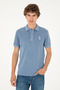Men's Slim Fit Polo Neck Indigo Basic T-Shirt 50294207-Vr028 - 3