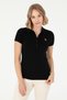 Women's Black Polo Neck T-Shirt 50280067-Vr046