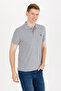 Men's Gray Melange Basic Polo Neck T-Shirt 50262933 -Vr086 - 3
