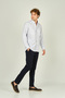 Men's Checkered Double Pocket Detailed Long Sleeve Cotton Shirt 2144 Navy Blue - 3