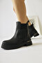 Pava Black Heel Detailed Women's Pull-On Boots, Women's Bootie