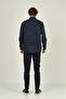Mugi Men's Long Sleeve Single Pocket 100% Cotton Shirt 4100 Navy Blue - 4