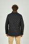 Men's Stand Collar Zipper and Snap Closure Quilted Coat 1000 Navy Blue - 4