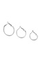 Steel Women's Earrings, 3-Piece 3-Length Hoop, Silver Color, No:34