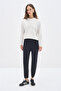 Edge Pants - Neoprene Look Soft Anti-Slip Fabric High Waist Slim Fit Black Pants - 2
