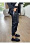 Lace-Up Waist Leather Trousers - Black - 2