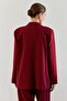 Oversize Striped Claret Red Women's Blazer Jacket - 7