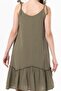 Strappy Serra Flounced Short Summer Muslin Dress Khaki Hk - 3
