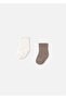 Baby 2-Piece Sock Set Cream Brown 9760