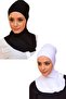 Women's Combed Cotton Neck Collar Bonnet Black White Set of 2