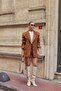 Tan Bone Button Detailed Nubuck Jacket