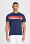 Logo Men's Navy Blue Crew Neck T-Shirt