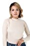 Women's Beige Half Turtleneck Sweater