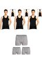 Men's Cotton 6-Piece Black Athlete Undershirt and 6-Piece Gray Boxer 12 Piece Set - 3