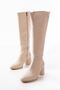Rs-2432 Beige Heeled Zippered Daily Women's Boots - 5