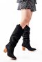 Ls-1884 Black Suede Daily Women's Boots - 4