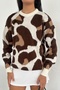 Women's Leopard Print Bearded Trend Knitwear Sweater