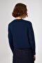 Navy Blue Crew Neck Basic Women's Sweater - 5