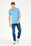 Men's Turquoise Basic Polo Neck T-Shirt 50263238-Vr093 - 3