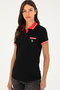 Women's Black Polo Neck T-Shirt 50285842-Vr046 - 3