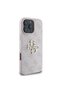 iPhone 16 Pro Max Compatible Case Guess Licensed Pu Leather 4g Pattern Metal Large 4g and Lettering Logo Pink - 3