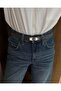 Silver Lock Buckle Stitched Belt 2cm Gray