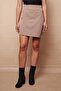 Women's Lightweight Lycra Fabric High Waist Wrap Double Breasted Lightweight Mini Pencil Skirt-Mink - 4