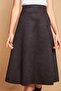 Lightweight Lycra Suede Fabric High Waist Kilos Long Skirt-Black - 6