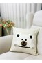 Linen Fabric Cute Teddy Bear Embroidered Punch Cushion Cover (Panç) 43*43 cm - 5