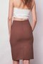 Women's High Waist Front Slit Light Lycra Stylish Fabric Below the Knee Office Pencil Skirt-Milk Brown - 8