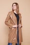 Belted Ecological Faux Leather Long Below Knee Sports Jacket Trench Coat-Dark Beige - 5