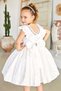 Girl's White Evening Dress with Stone Embroidery on the Chest and Ruffle Details - 3