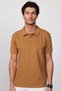 Men's Slim Fit Slim Fit 100% Cotton Plain Pique Brown Polo Collar T-Shirt - 3