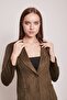 Suede Fabric Pocket Detailed Buttoned Stylish Blazer Jacket-Khaki - 6