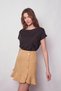 Women's High Waist Buttoned Front Flounce Lightweight Mini Skirt-Mustard - 6