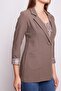 Collared Pocketed Long Sleeve Arm if You Want It Can Be Folded Cotton Fabric Blazer Office Jacket-Mink - 6