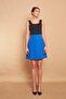 High Waist Light Lycra Fabric Knee Length A-Line Skirt-Sax