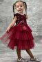 Girl's Sequined Embroidered Katkat Claret Red Evening Dress Age 4-7 - 6