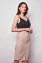 Women's High Waist Front Slit Light Lycra Stylish Fabric Below the Knee Office Pencil Skirt-Stone - 4
